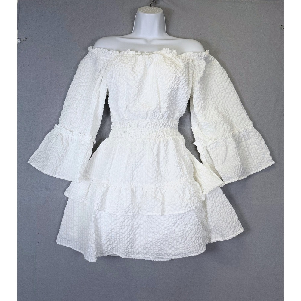 Off shoulder Bell‎ Sleeve ruffle tiered dress Milkmaid, cottagecore, romantic